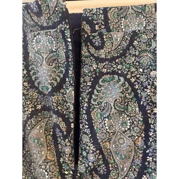 J Crew Paisley Blue Size 4 Knee Length Skirt Women's Pencil Skirt - Picture 5 of 7